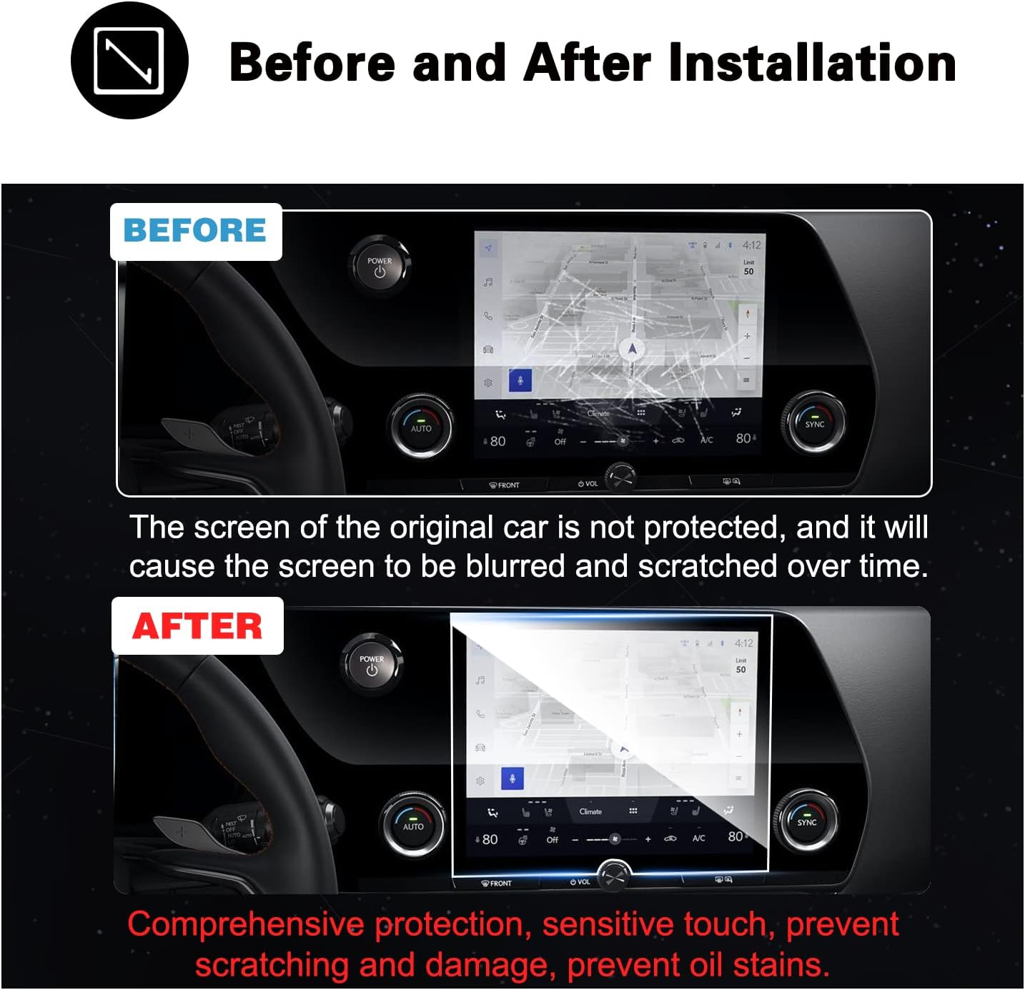 ruiya screen protector for 2022 2023 lexus nx 9 8in gps infotainment touchscreen lexus nx accessories 9hd hardness tempered glass compabile with 2022