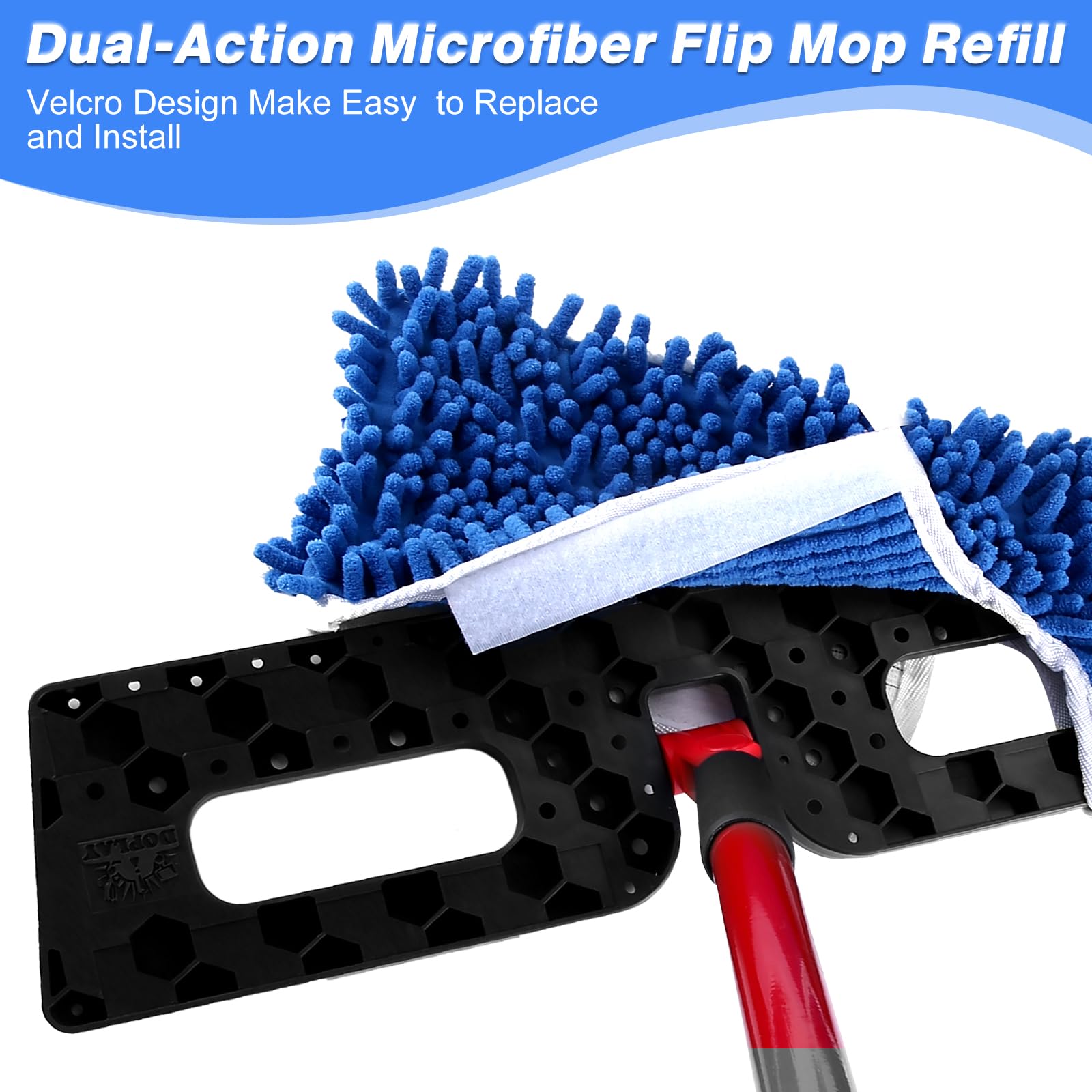6 Pcs Mop Heads Replacements Compatible With O-Cedar Dual-Action Flip Mop, Microfiber & Chenille Mop Replace Head 18 X 5.5 In Microfiber Flip Mop Refills For Dry/Wet Use, Double-Sided, Reusable