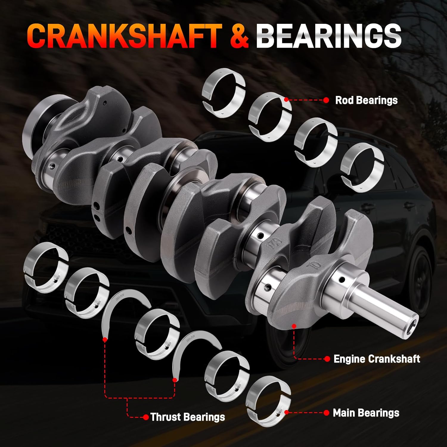 2.4 G4KJ Rebuild Overhaul Kit with Crankshaft Connecting Rods Piston Gaskets Compatible with Hyundai Sonata Santa Fe Tucson Kia Sorento Optima Sportage 2.4L GDI Engine Replace# 23111-2G200 23510-2G500