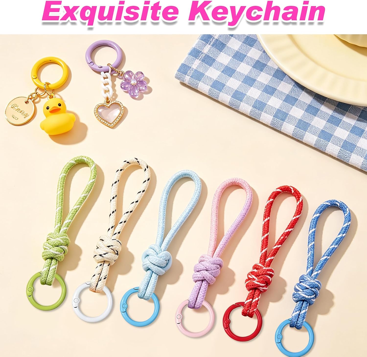 BLMHTWO 60PCS Round Carabiner Keychain Rings Key Ring Clips Spring O Ring image 5