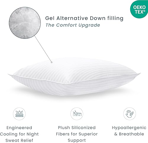 Miniatura 4 de Threadmill Juego de 2 almohadas suaves de cama tamaño King  Almohada de cama refrescante alternativa de plumón para dormir  Almohadas suaves para