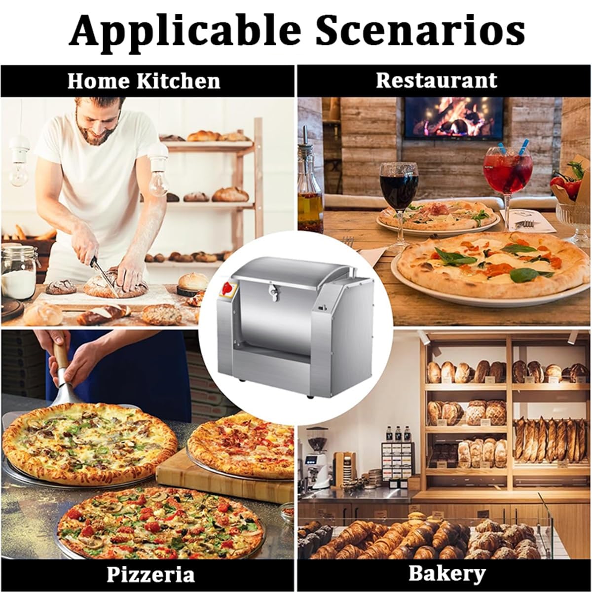 Amasadora Comercial, batidora de pie de Gran Capacidad de 3 kg/5 kg, batidora de Masa de Acero Inoxidable, máquina batidora de Masa eléctrica de Doble rotación para Cocina (un Color, 5 kg)