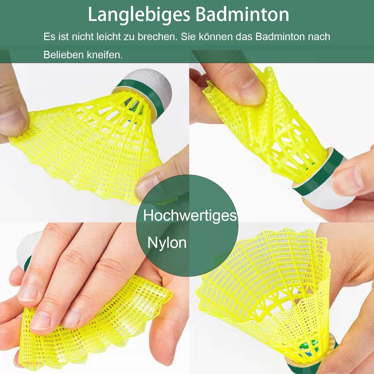 NATEE Lot De 12 Plastique Volant Badminton, Balles De Badminton à Grande Vitesse, Balles De