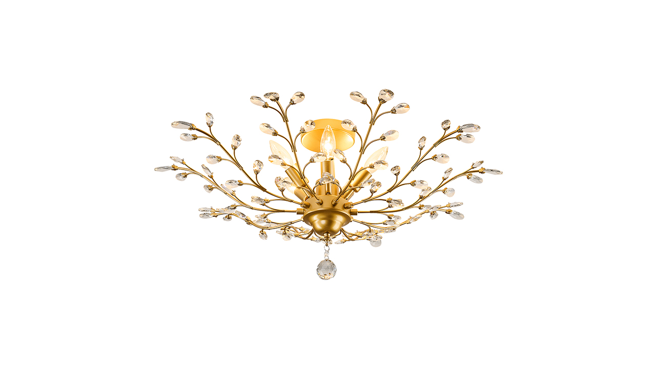 小物 SKYMAPPER | WHITE GOLD BRUSHED CVKASH 5-Light Vintage Small Crystal Chandelier Modern