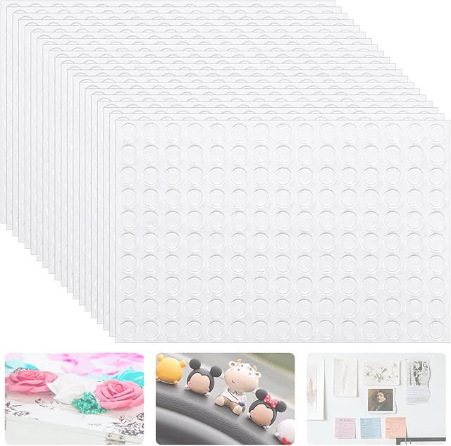 3000 Pieces Double Sided Adhesive Dots Clear Adhesive Dots Removable Adhesive Waterproof Dot Stickers Round Acrylic Ribbon Stickers Adhesive Stickers for Craft DIY Art Decoration Office Supplies 6mm