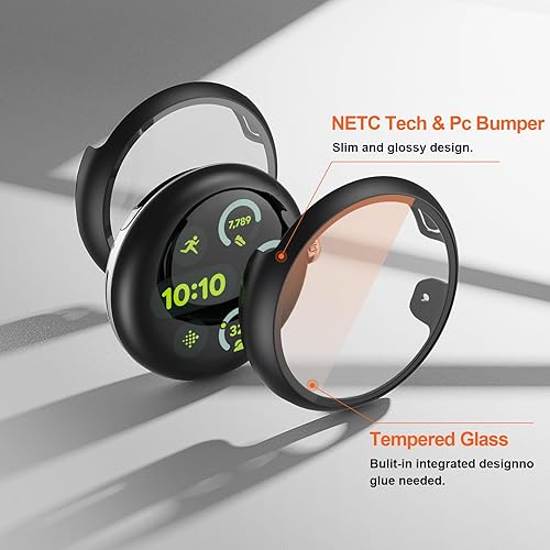 Miniatura 2 de JZK - Juego de 2 fundas protectoras de pantalla para Google Pixel Watch 2 (2023), protector de pantalla de cristal, resistente a los arañazos,
