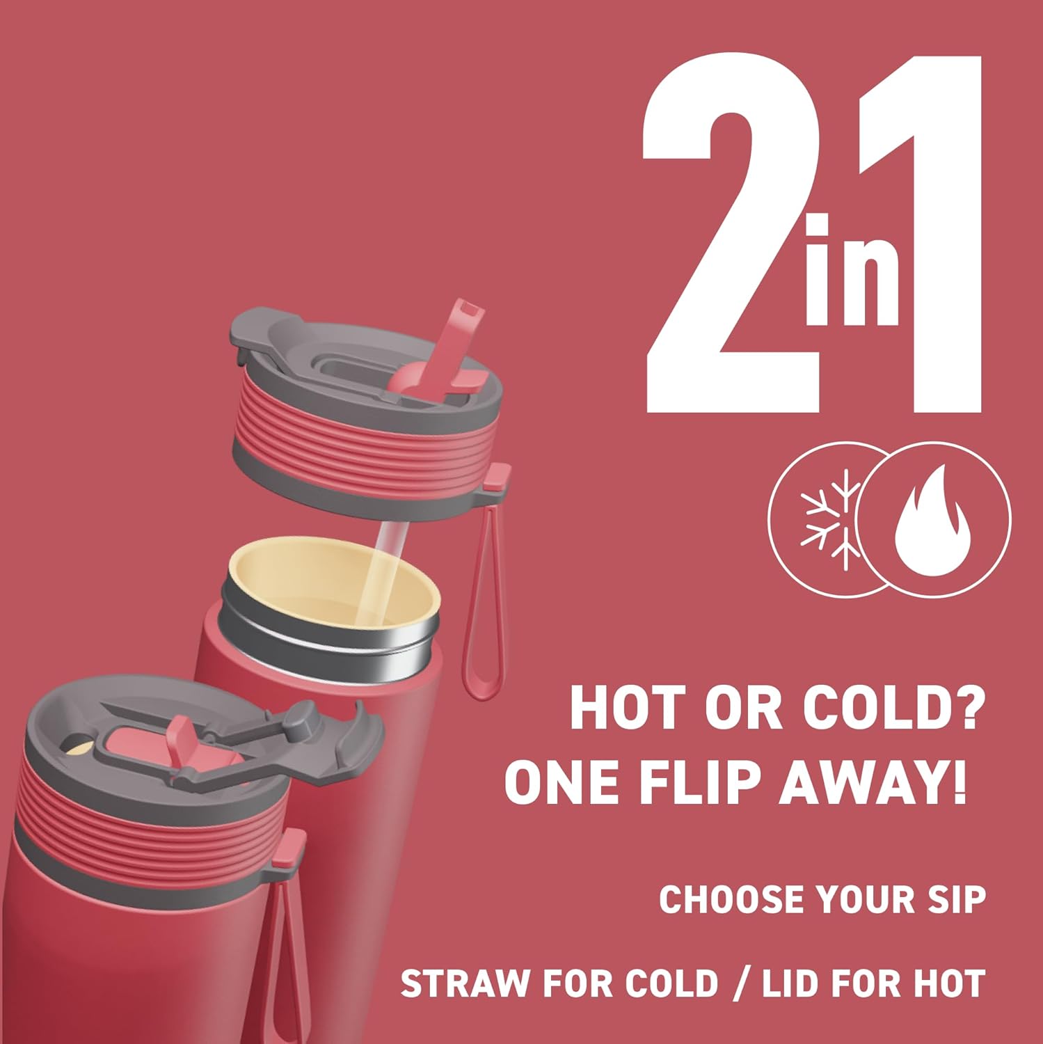 Asobu 20oz Ceramic Lined Insulated Water Bottle for Hot and Cold Drinks with 2-in-1 lid - Durable Travel Bottle with Leak-Proof Lid, Double-Wall Stainless Steel, Keeps Flavors True - Image 3