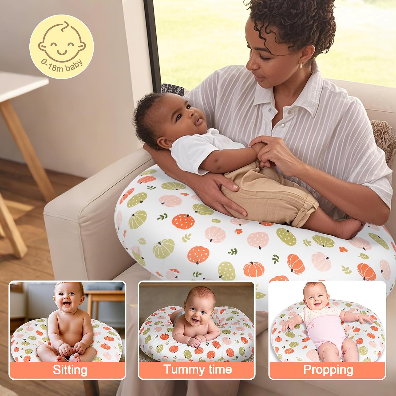 x-vesolje Baby Nursing Pillow for Breastfeeding, Adjustable Breastfeeding Pillow for Bottle Feeding, Nursing Support Pillow for Mom and Baby Healthier Nursing, Removable Cover- Pumpkin