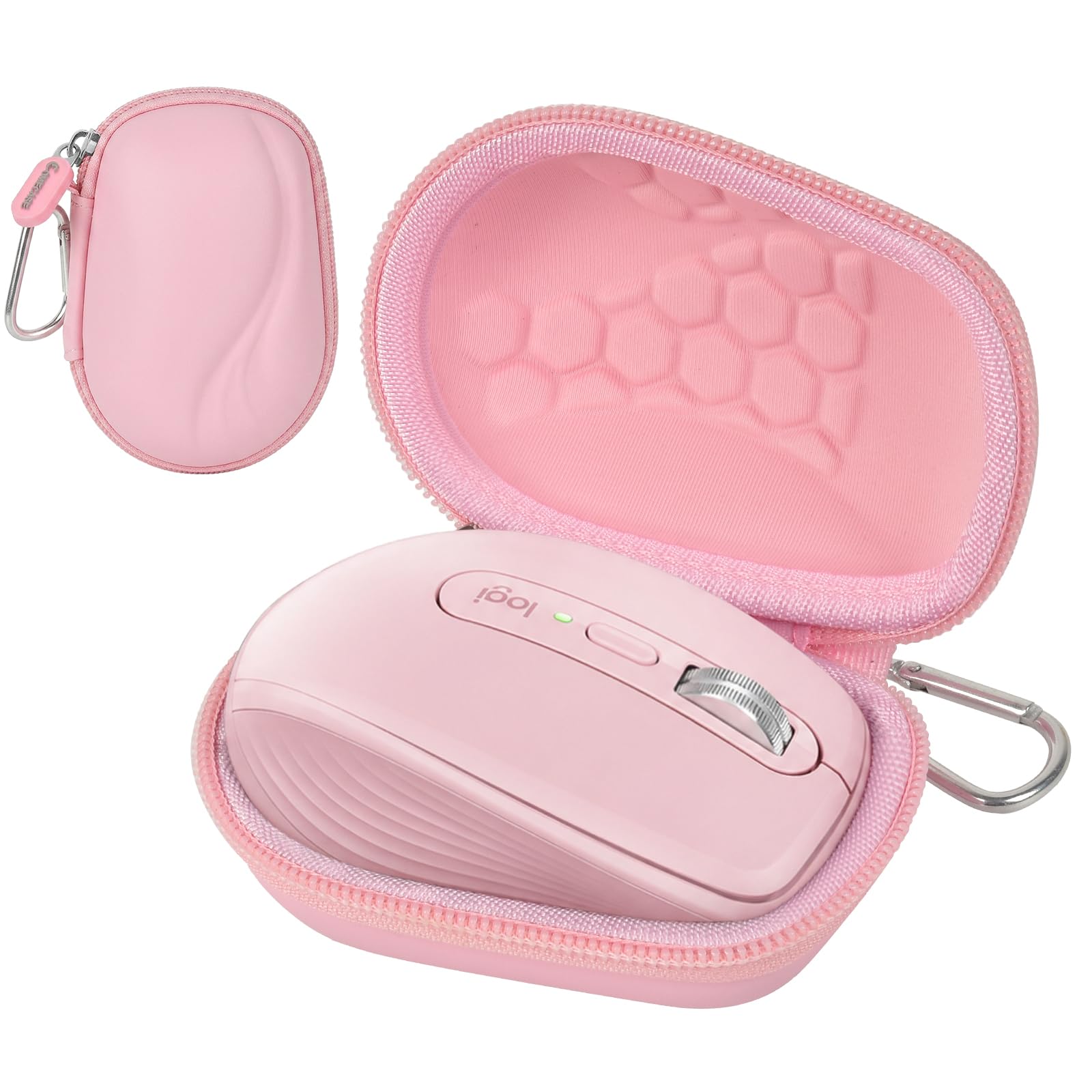 Comecase Compact Mouse Case for Logitech MX Anywhere 3S/3/2S/2 | Hard Shell Storage, Raised Inner Dots, Accessory Groove, Carabiner, Travel and Business Use, Pink, Bag Only