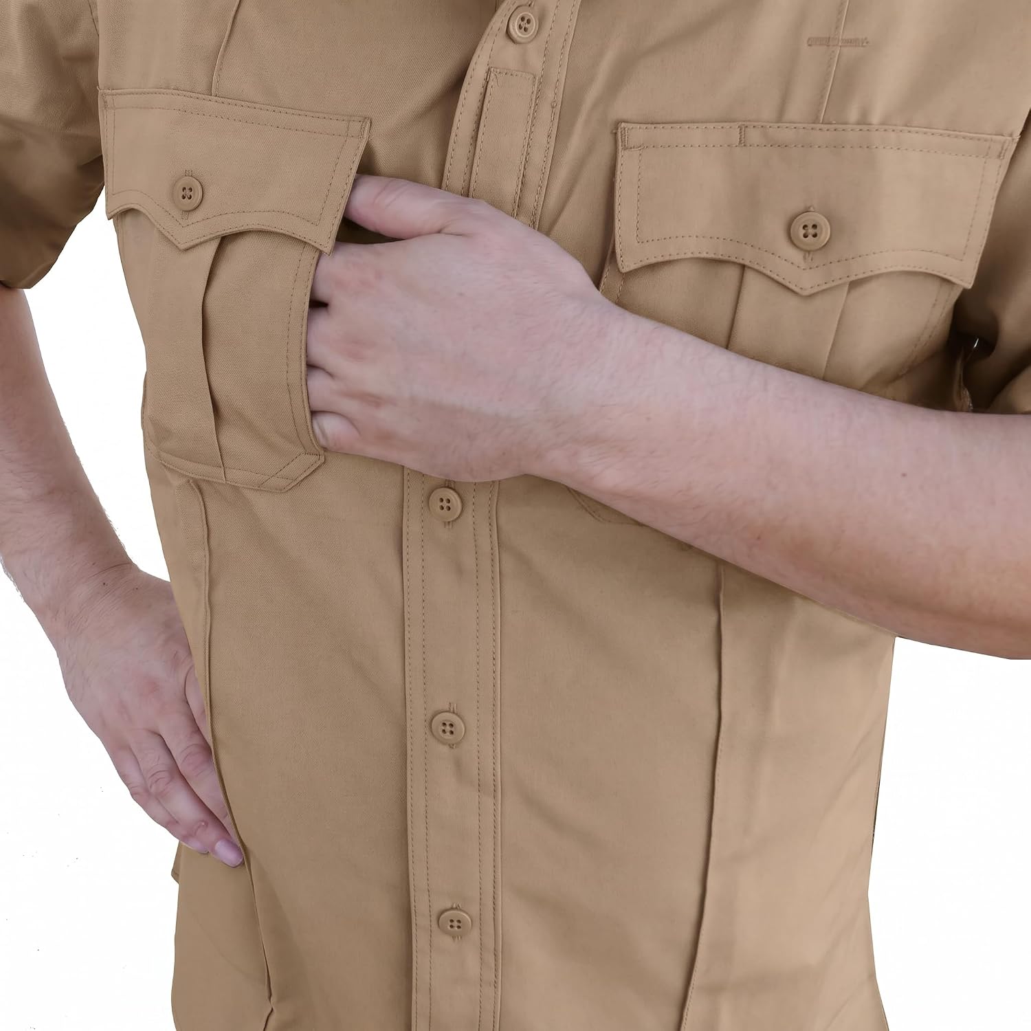 First Class 100% Polyester Short & Long Sleeve Zippered Uniform Shirt 4 Pocket Hidden, Law Enforcement BDU Zipper Closure.
