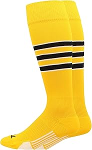 MadSportsStuff Dugout Striped Baseball Socks Softball Youth and Adult for Boys Girls Men Women Over the Calf Length