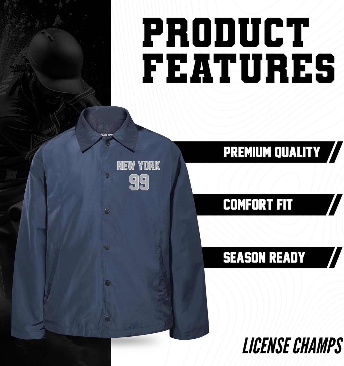 Baseball Coaches Jacket | Team MLB Players Licensed Apparel | Outerwear for Fans
