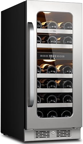 Miniatura 9 de Refrigerador de vino de 30 pulgadas, paquete de enfriador de vino integrado o independiente con puerta de vidrio, gran capacidad para 58 botellas,