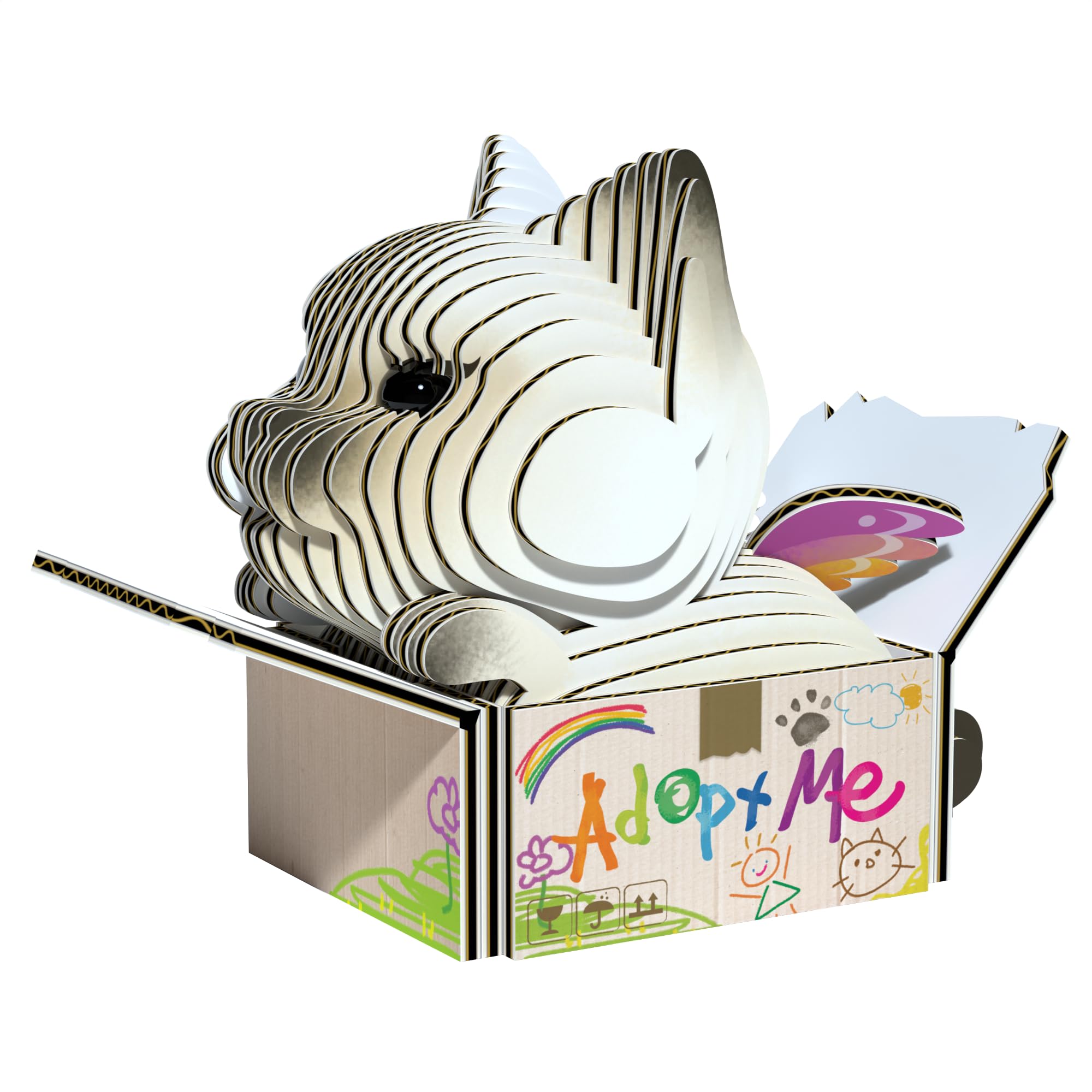 EUGY Mocha Cat 3D Craft Kit, Multi-colored, 37 mm x 74 mm x 55 mm - Image 2