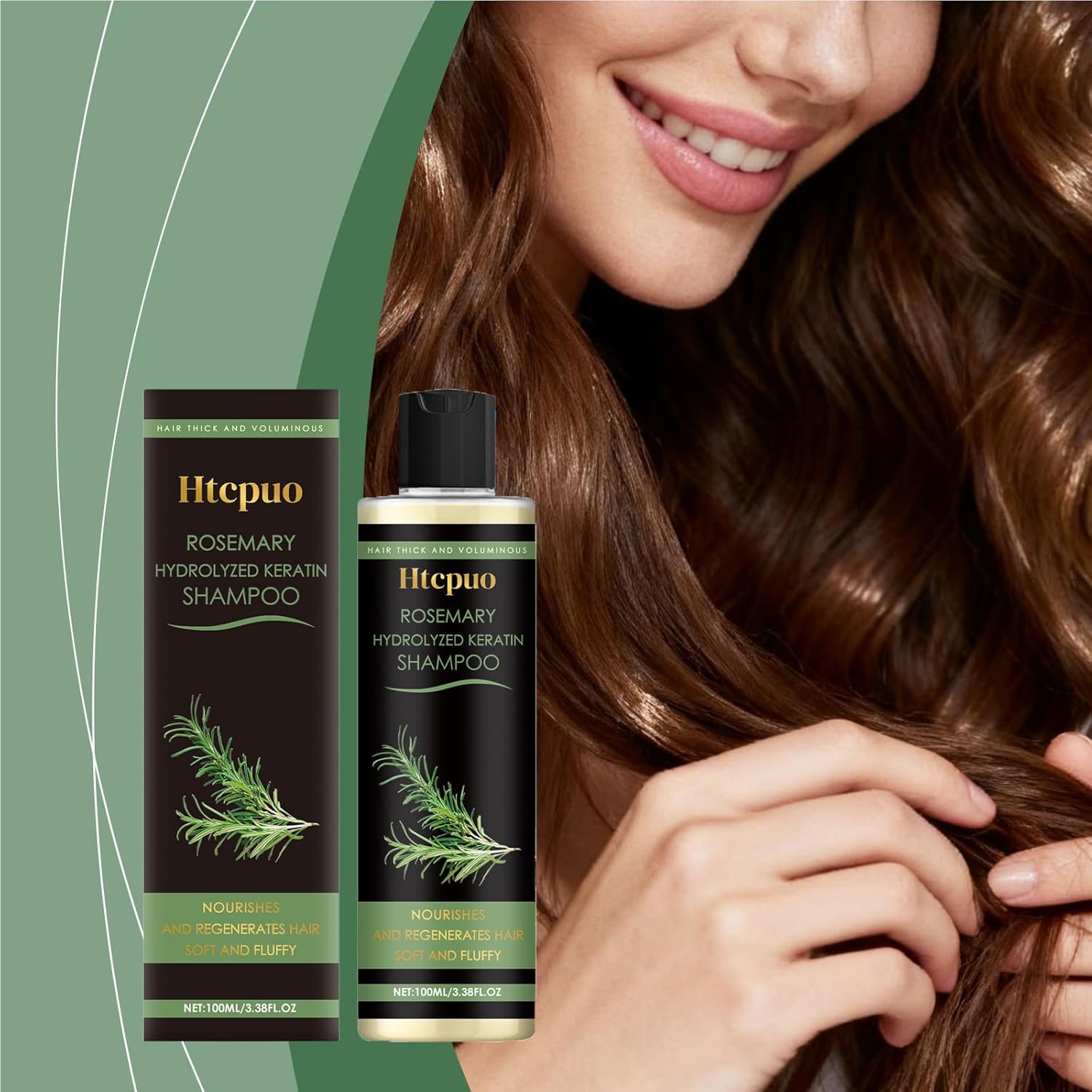 Rosemary Hair Growth Shampoo,Rosemary Hydrolyzed Keratin Shampoo, Nourishes and Regenerates Hair for Thinning Hair & Hair Loss for Women and Men-100ML - Image 2