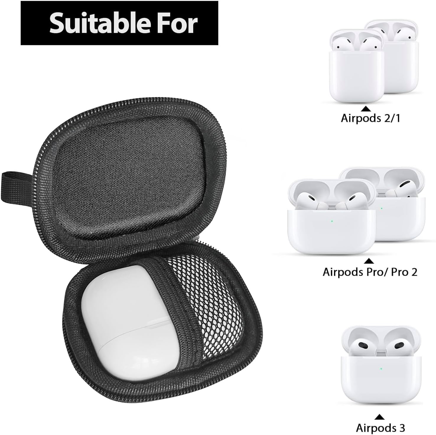 Earbud Case AirPods Case, Earphone Case Hard Earbud Holder Cell Phone Accessories Organizer for Earbuds, SD Memory Card(Black) - Image 3