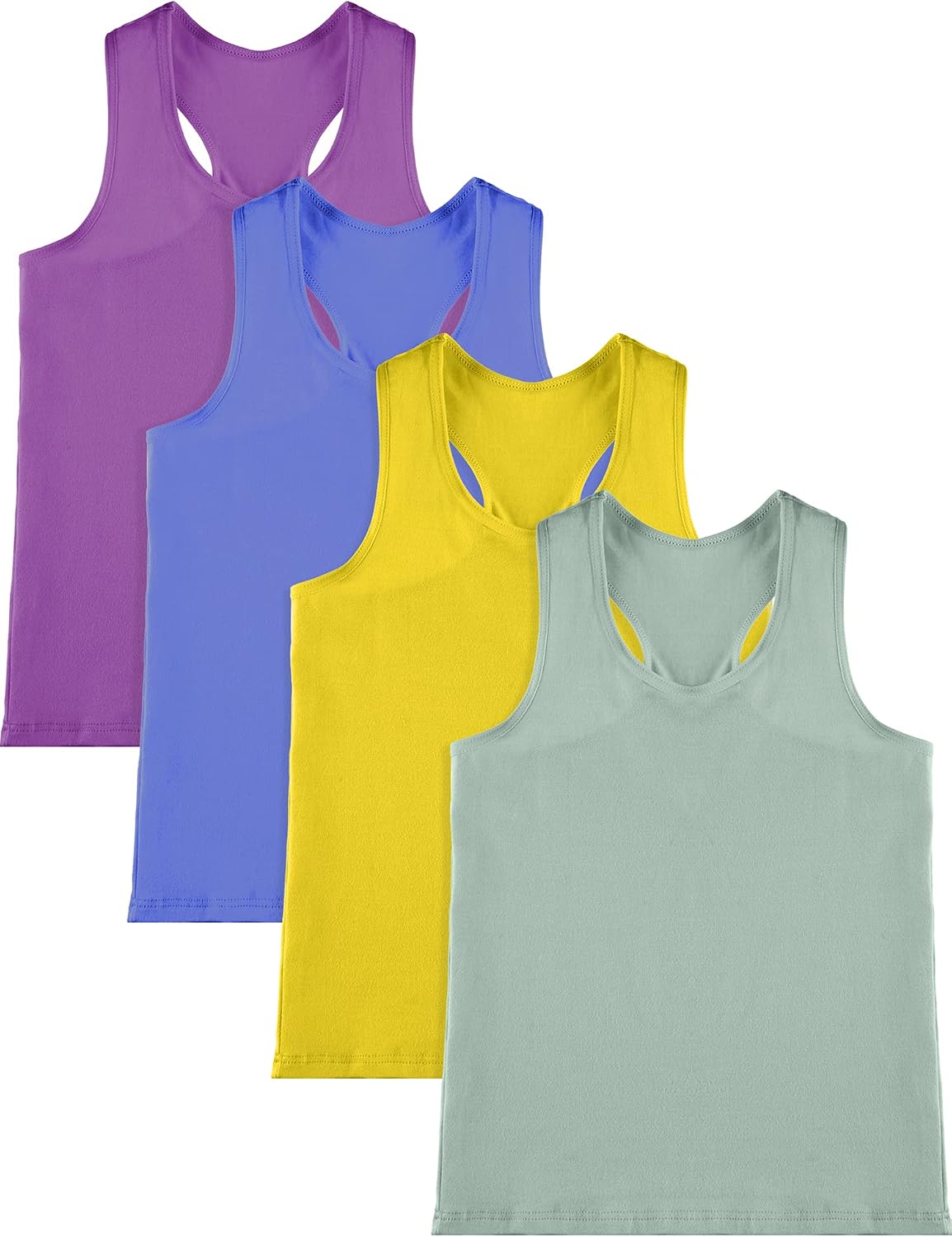 SATINIOR 4 Pieces Girls Dance Tank Tops Racerback Crop Tops Sleeveless Dance Clothes for Girls Gymnastics