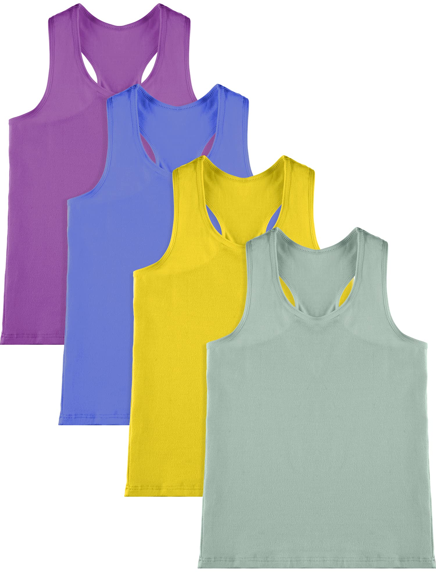 SATINIOR 4Pcs Girls Dance Crop Tops, Racerback Dance Tank