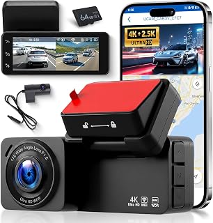 VECHTEL 4K+2.5K Dashcam Auto Vorne Hinten mit 5.8G+2.4G WiFi,2*Dash Cam 1080P Auto Kamera mit 3.16-Zoll IPS Bildschirm,24H Parküberwachung,Loop Recording,Nachtsicht,G-Sensor,mit 64GB Card
