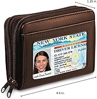 Vista 5 de Ciana Cartera para tarjetas de crédito con ventana de identificación, bloqueo RFID, organizador de tarjetas de crédito de cuero genuino para mujer