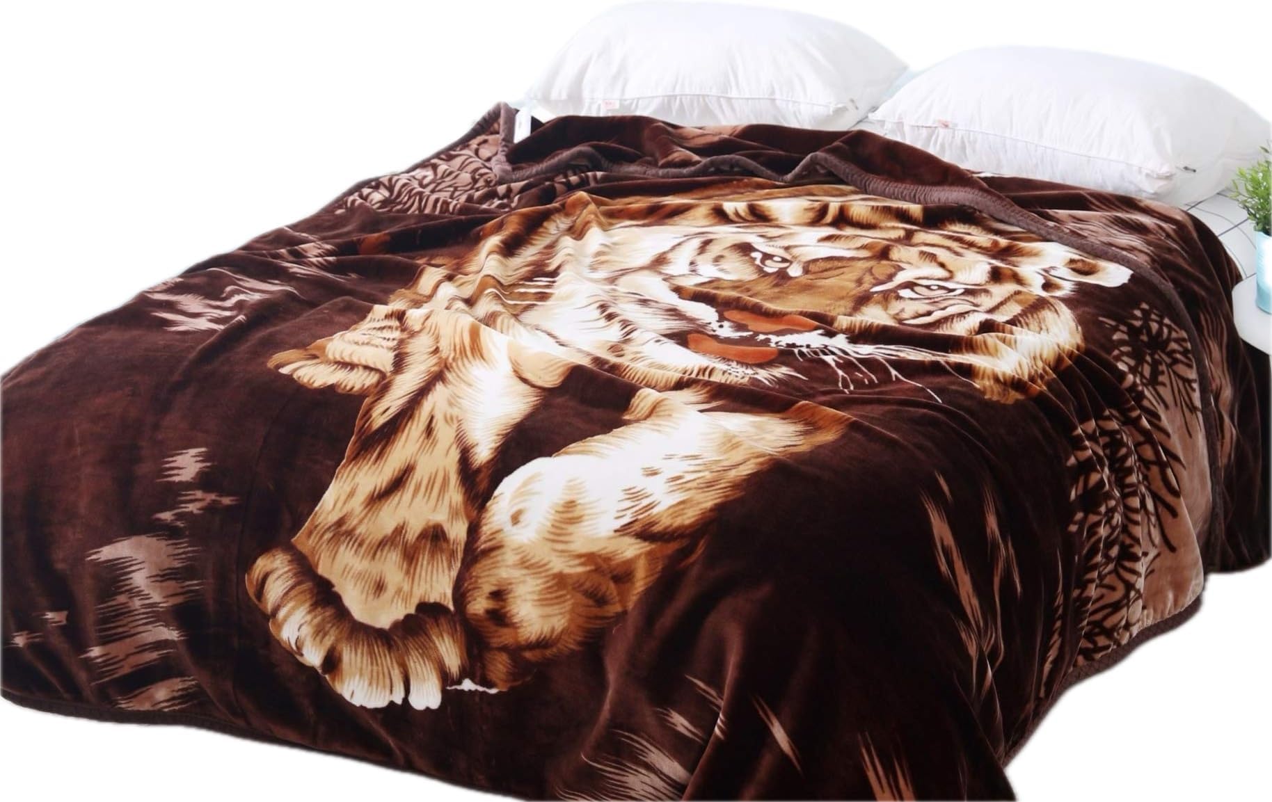 Hiyoko Wild Animal Print Tiger Blanket, Tv, Cabin, Couch,Plush,Warm, Bedcover Throw, Full Queen, 75" wx90 h, Silky Mink Cozy, for Girls,Boys, Kids,Men,Women