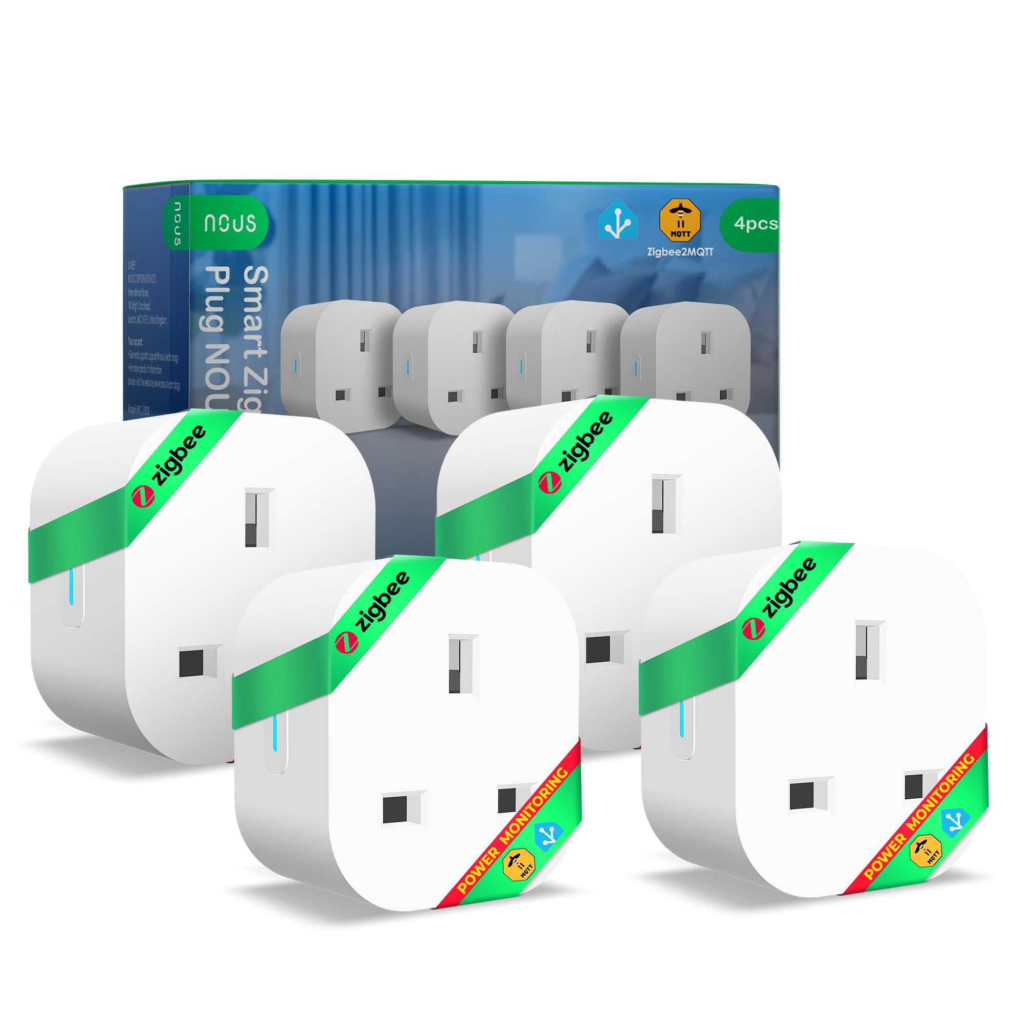 ZigBee Smart Plug 13A UK(ZigBee Hub Required) with Energy Monitoring, Voice Control, Timer & Schedule, Compatible with Alexa