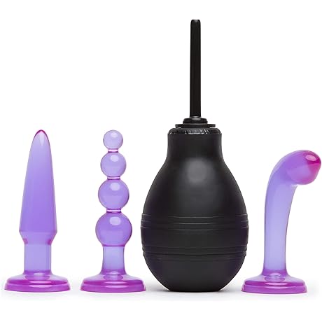 Lovehoney Purple Silicone 4 Inch Anal Anal Douche Kit with Butt Plugs