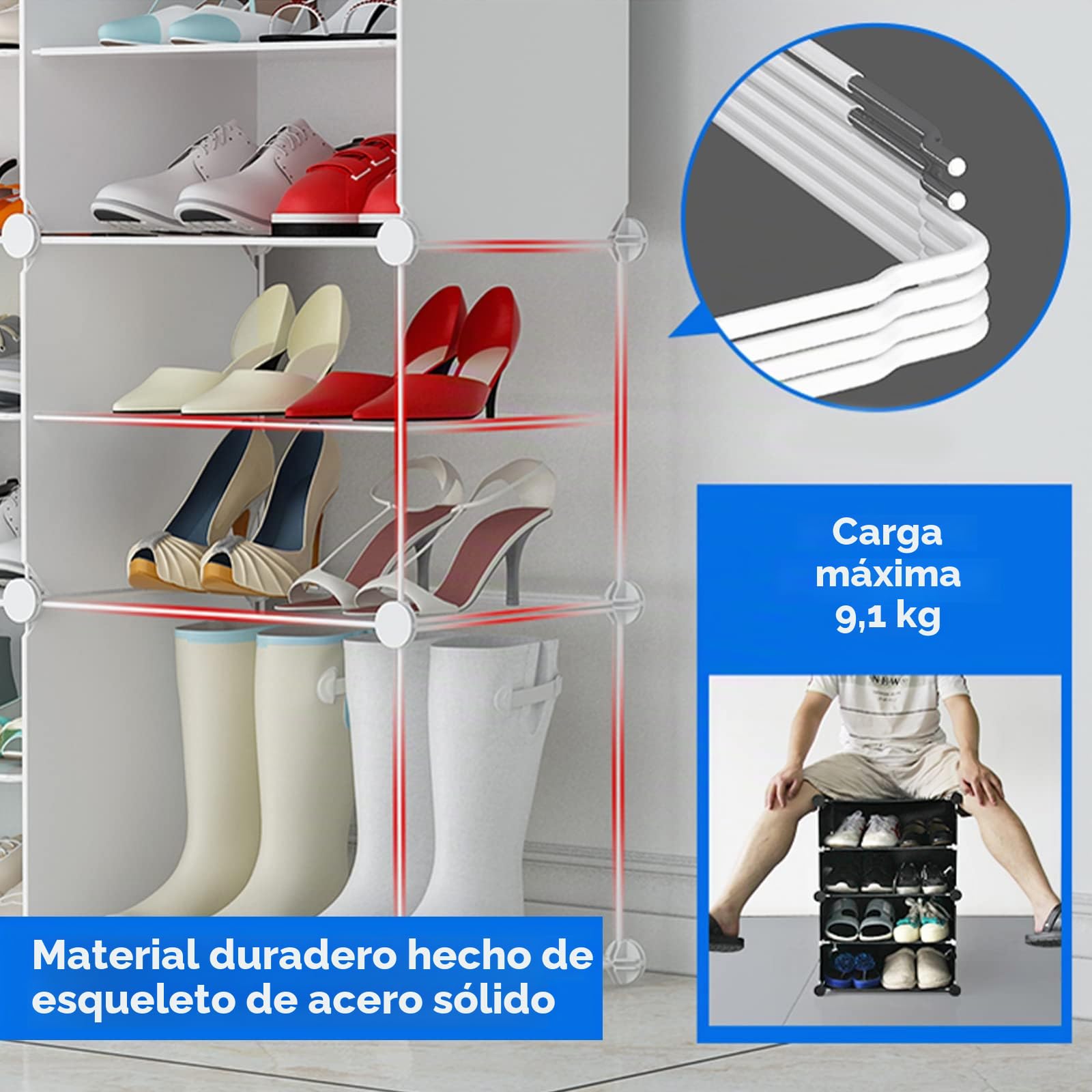 HOMCENT Zapatero con Puerta, Mueble Zapatos Vertical portátil expandibles para Dormitorio Sala de Estar, estantería Modular de plástico(2 x 6 Capas) (Blanco)