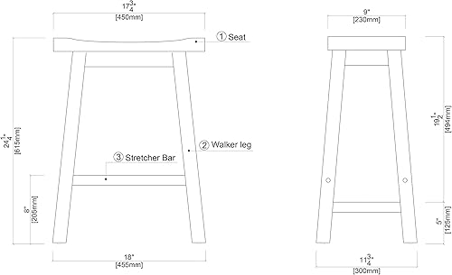 Miniatura 75 de Boraam Sonoma Taburetes de bar de cocina sin espalda, cepillo de alambre gris tormenta, juego de 2 Cepillo de alambre gris tormenta,Cepillo de