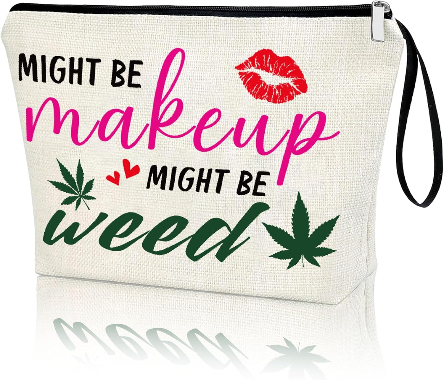 Funny Green Leaf Makeup Bag Humor Leaves Travel Cosmetic Pouch Gifts for Women Friends BFF Girls Toiletry Make Up Bag Fun Present Birthday Graduation Christmas