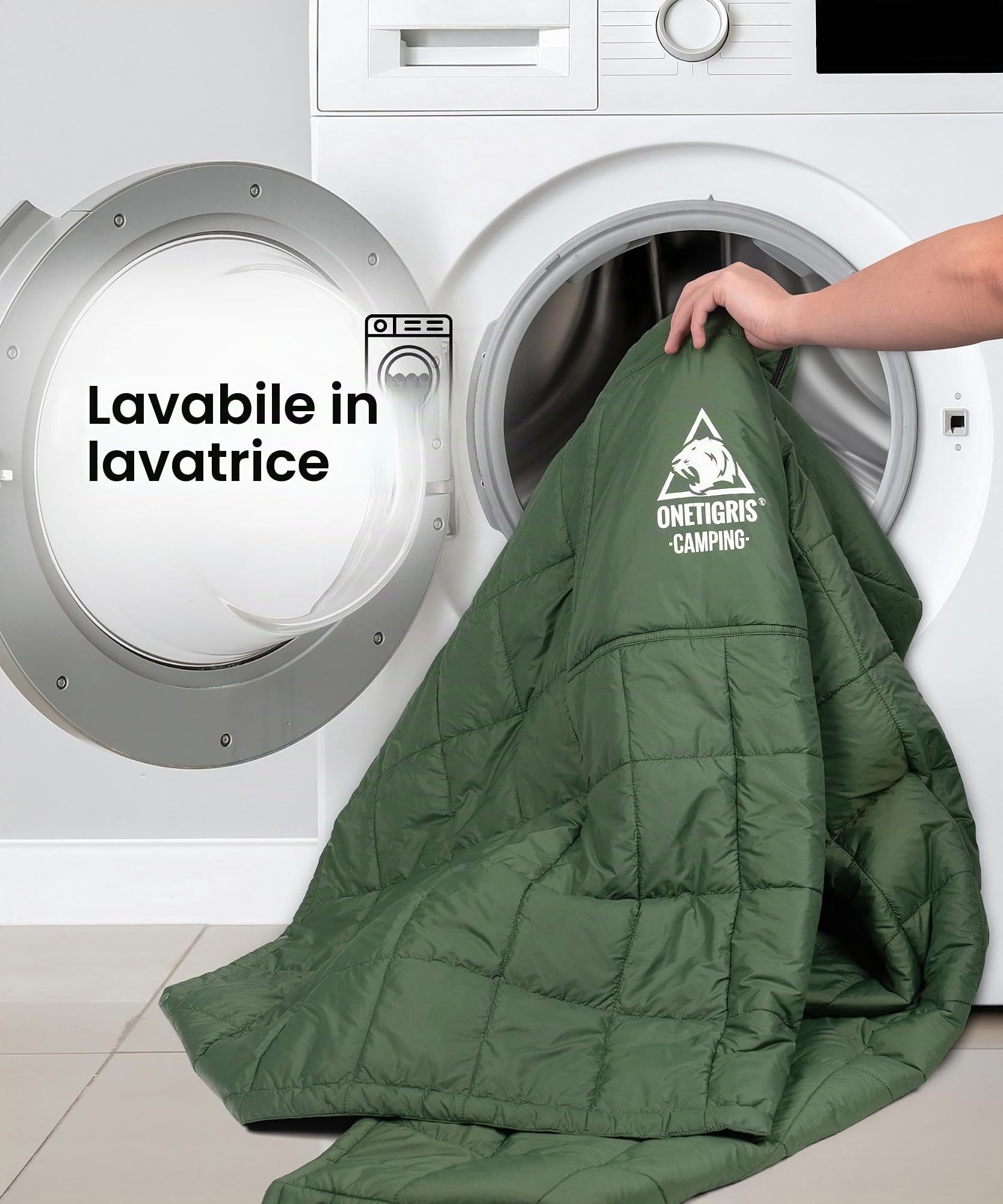 OneTigris Coperta da campeggio con isolamento Thinsulate 3M, coperta impermeabile calda, con grandi tasche, coperta con cappuccio portatile per attività all'aperto, escursionismo, viaggio