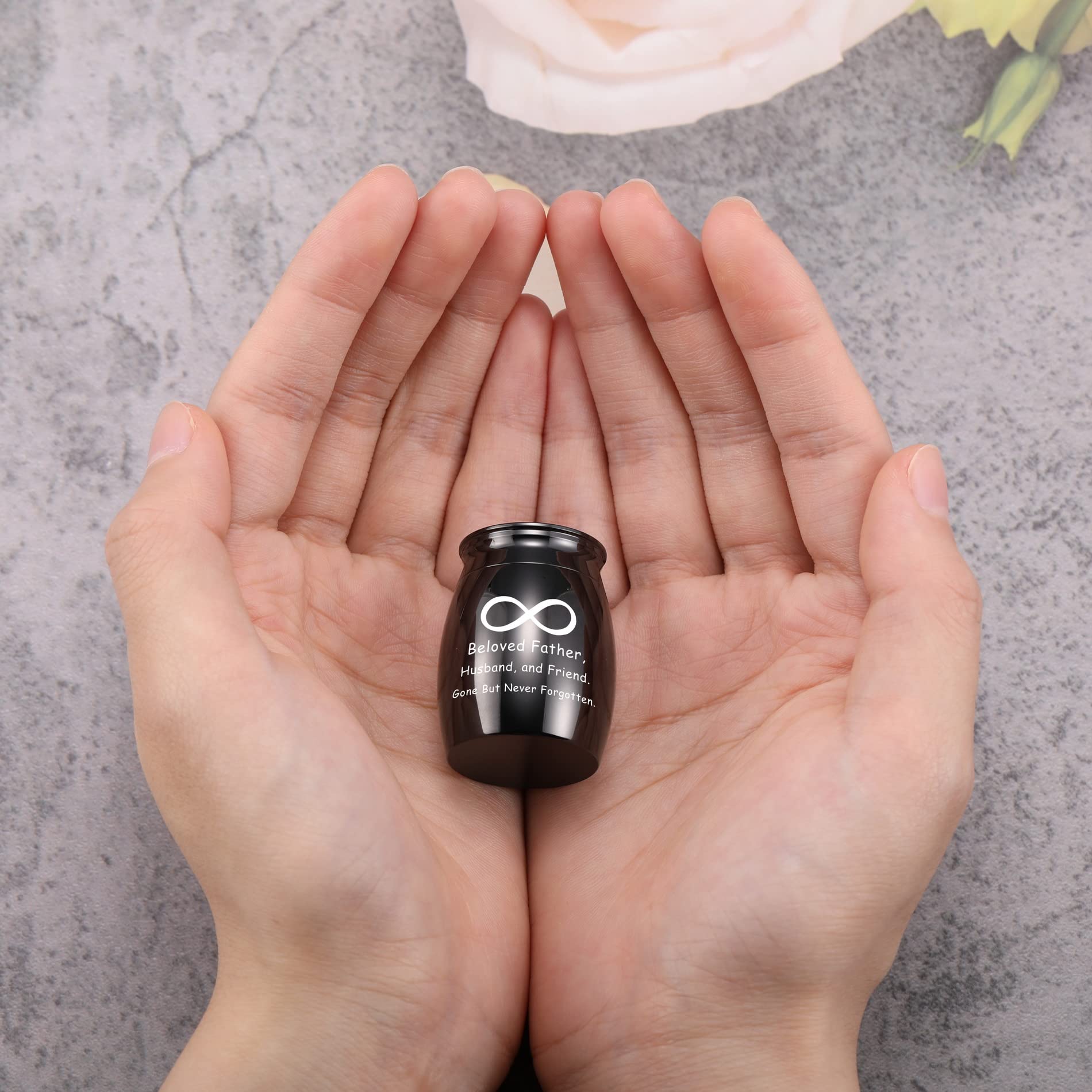 OTXIXTO Custom Mini Keepsake Urns for Human Ashes Customized Photo Text Birthstone Small Urns Stainless Steel Decorative Black Urns Cremation Holder Pet Ash Containers