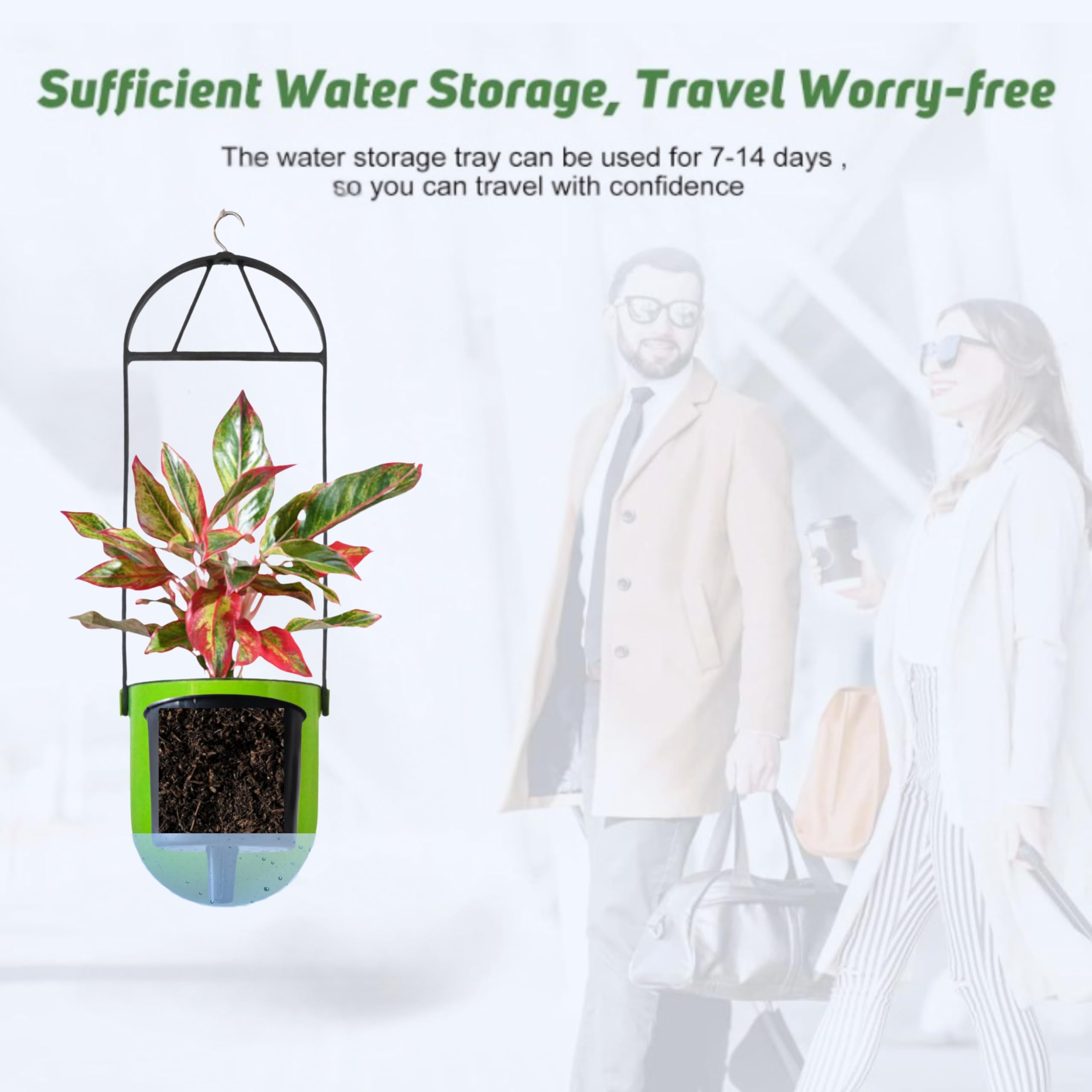 Indian Discovery® Self Watering Ceiling Hanging Planter|Hanging/Hooked Flower Pots for Home, Balcony, Garden Decor Flower Pots(1 Pcs, Sea Green, Sphere)|6 Inch UV-Resistant Plastic Plant Pots 3