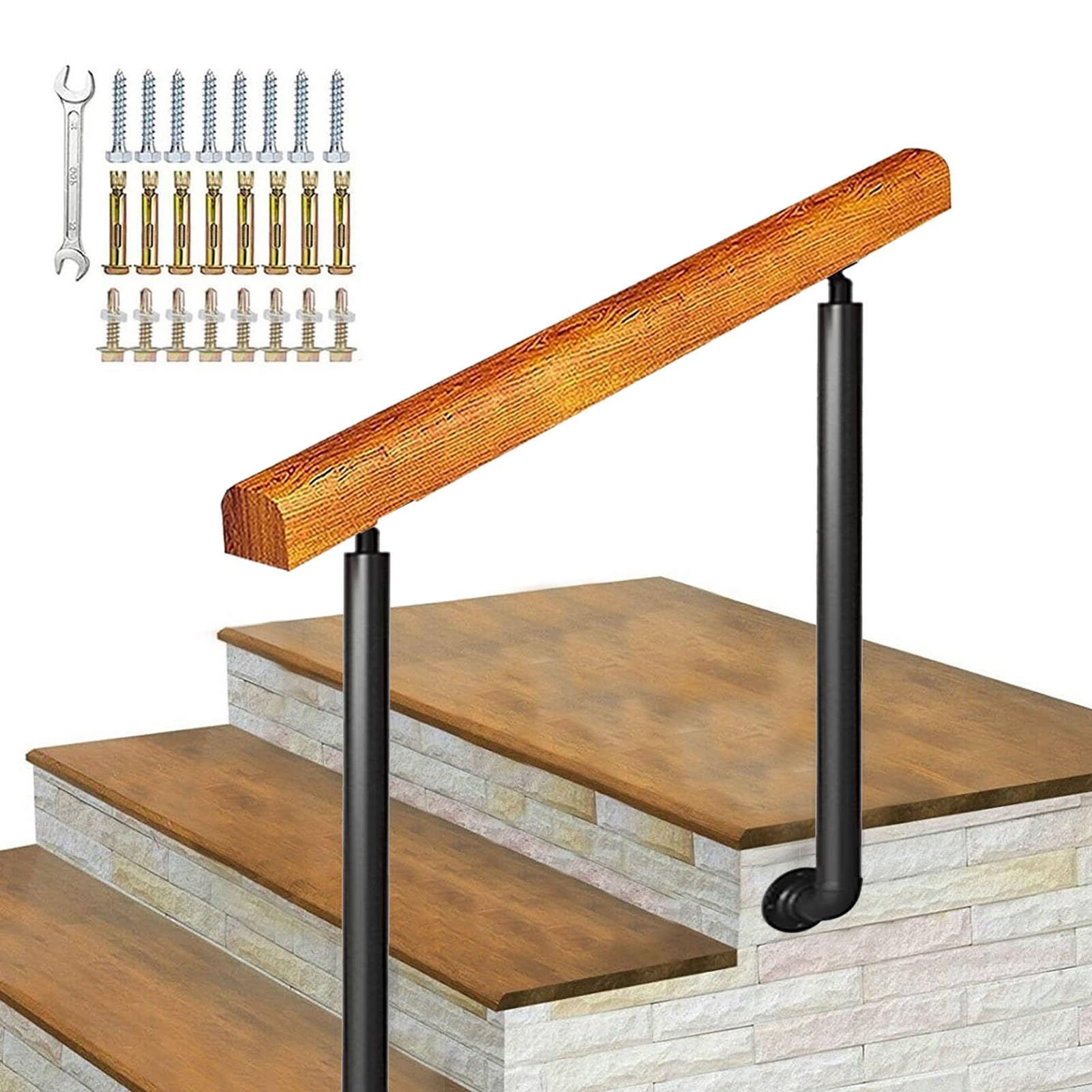 Rampe d'escalier extérieure en fer forgé réglable 1 à 3 marches