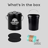 Vista 6 de Perfnique Cubo de Compost de Cocina, Cubo de Compost de Encimera de 1.3 Galones con Tapa, Cubo de Compost Interior Incluye Revestimiento del Cubo