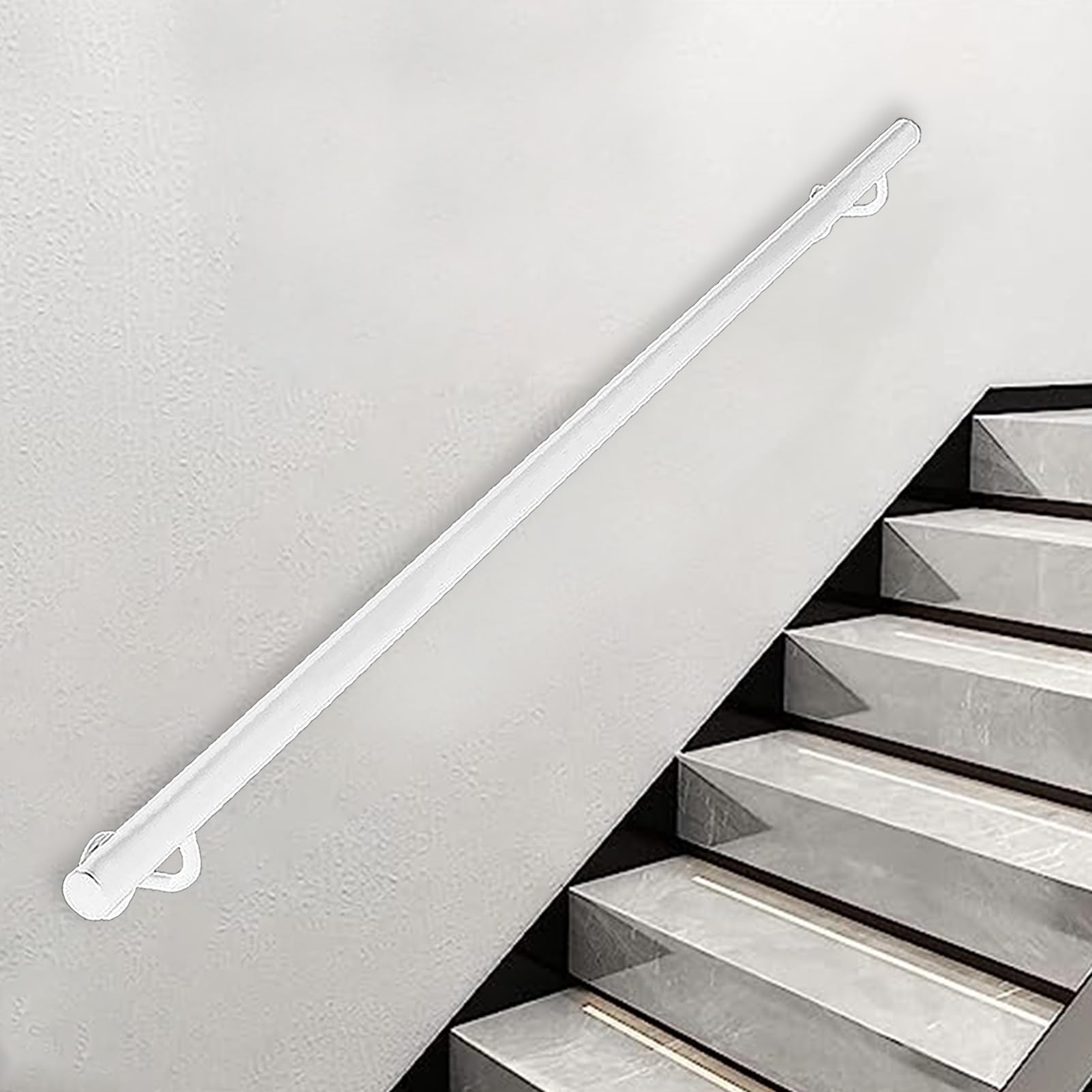 FKXSXAZ Modern Stairs Handrails, Wall Mounted Staircase Banister Rails for Indoor Loft Villa Corridor, White Metal Galvanized Iron Stairway Railing Safety Grab Bar(1ft/30cm)