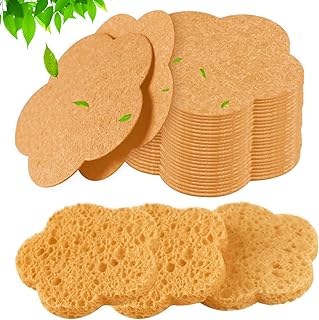 50 esponjas faciales, fibra natural, amarillo...