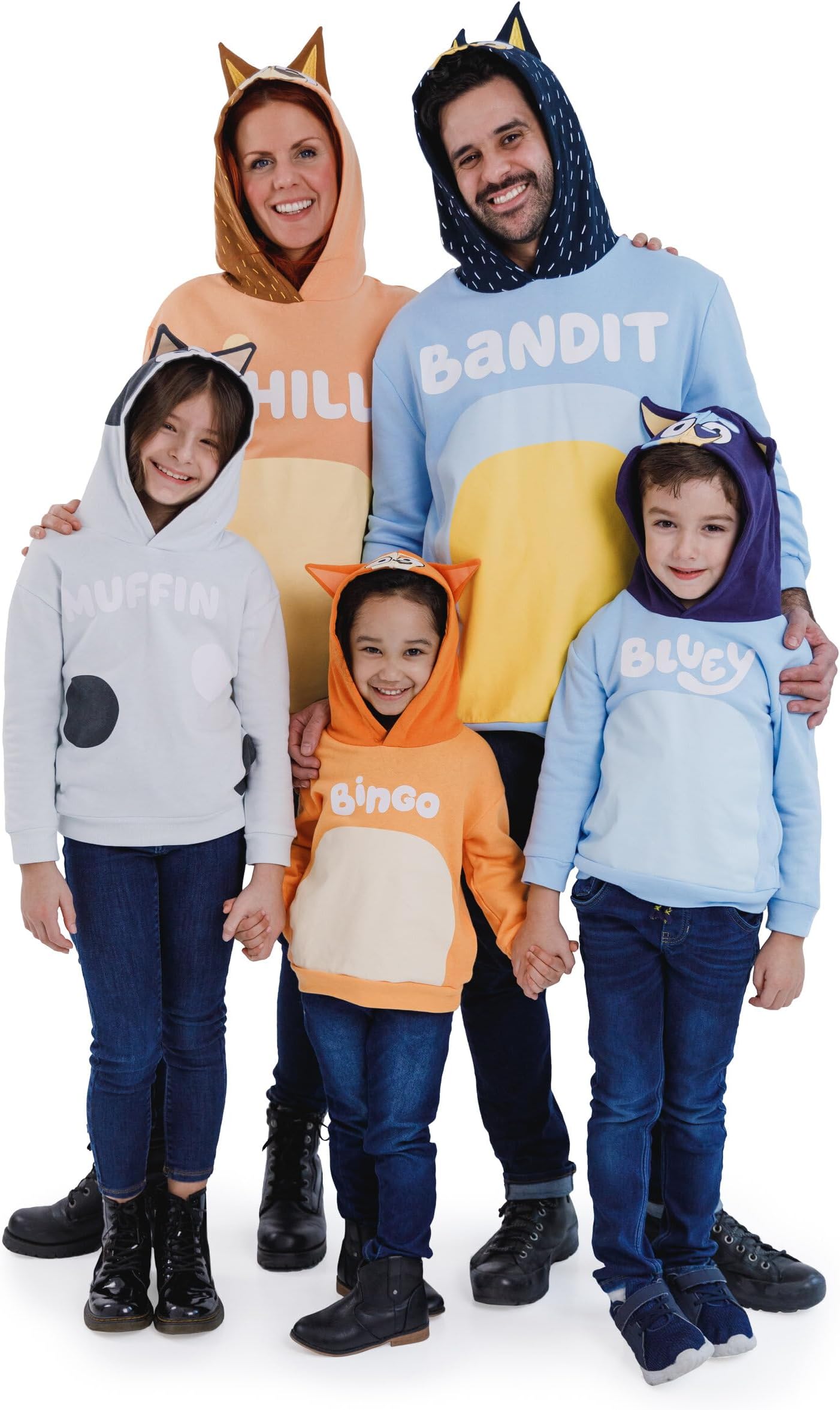 Bluey Bingo Dad Mom Fleece Matching Family Cosplay Pullover Hoodie Infant to Little Kid