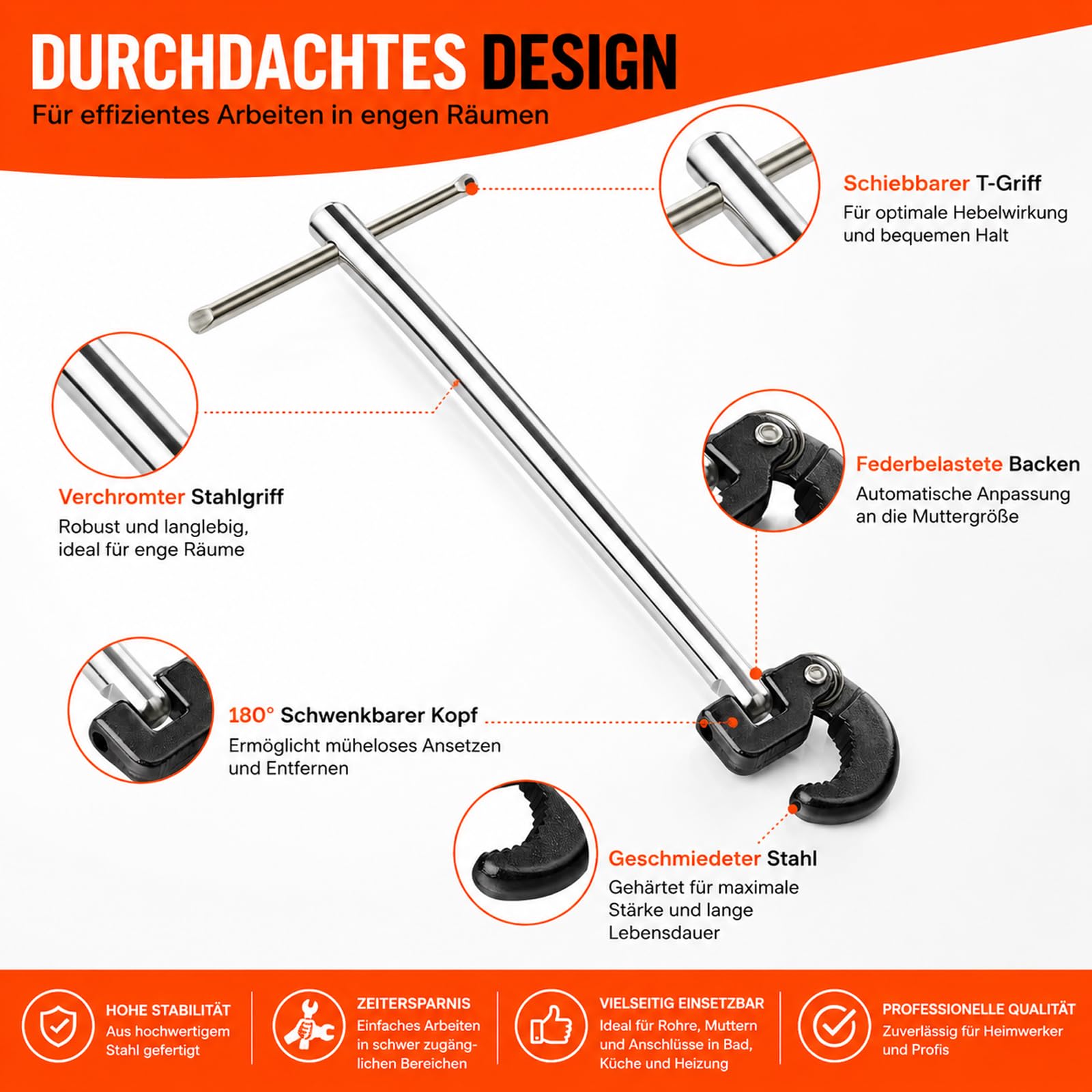 Jeu de 10 clés à écrou de robinet, douilles de 8 à 17 mm, jeu de clés à écrou de robinet, clés à écrou, clés pour robinetterie destinées aux réparations de tuyaux et de lavabos