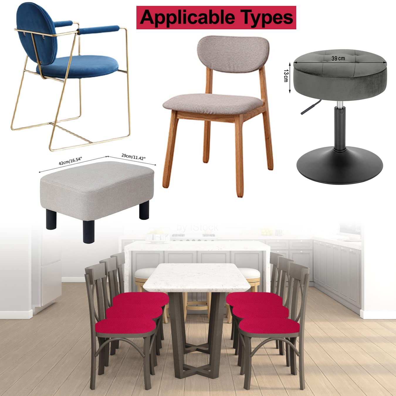 Coprisedili Rotondi Elastici - Set Da 2 Grigi Per Sgabelli Da 30-40cm, Lavabili E Antipolvere - Foto 4