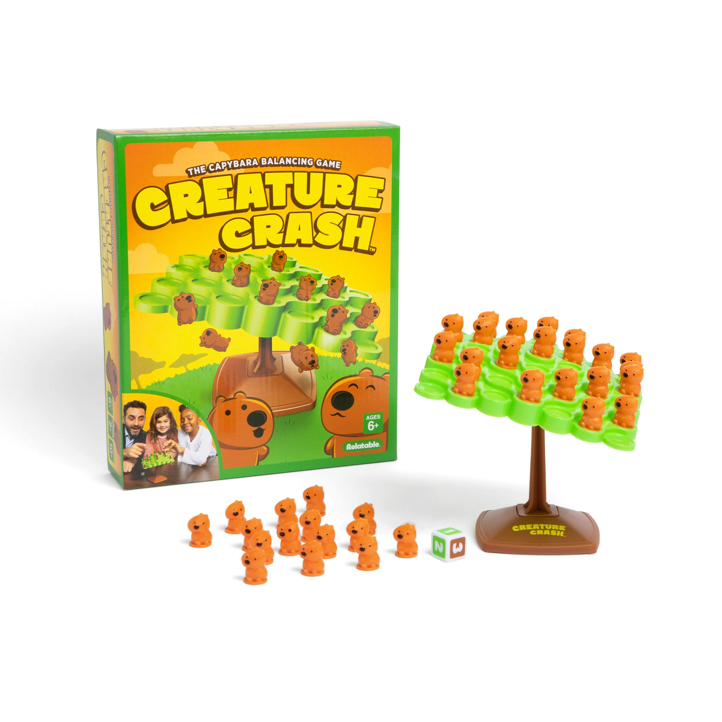 Creature Crash by Relatable, The Capybara Balancing Game, Great Kids Games and Family Game Night Essentials, Includes 49 Capybaras, 1 Balancing Board,