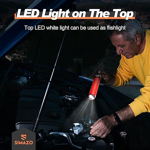 Miniatura 3 de SIMAZO Paquete de 2 varitas de tráfico, varita de control de tráfico de 16 pulgadas con LED blanco en la parte superior, bastón de señal de