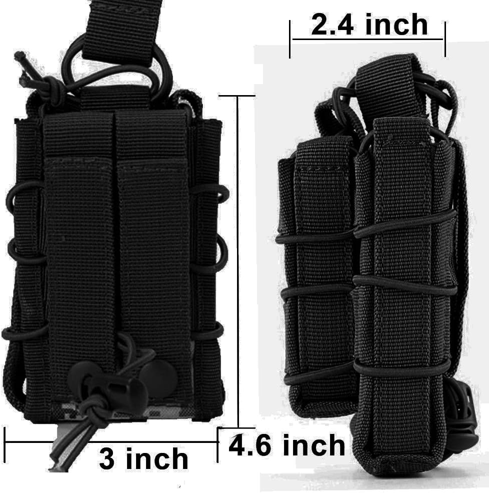 Double Mag Pouch, Hoanan Tactical Molle Magazine Pouch Open-Top Single Rifle Pistol Mag Pouch Cartridge Clip Pouch Hunting Bag