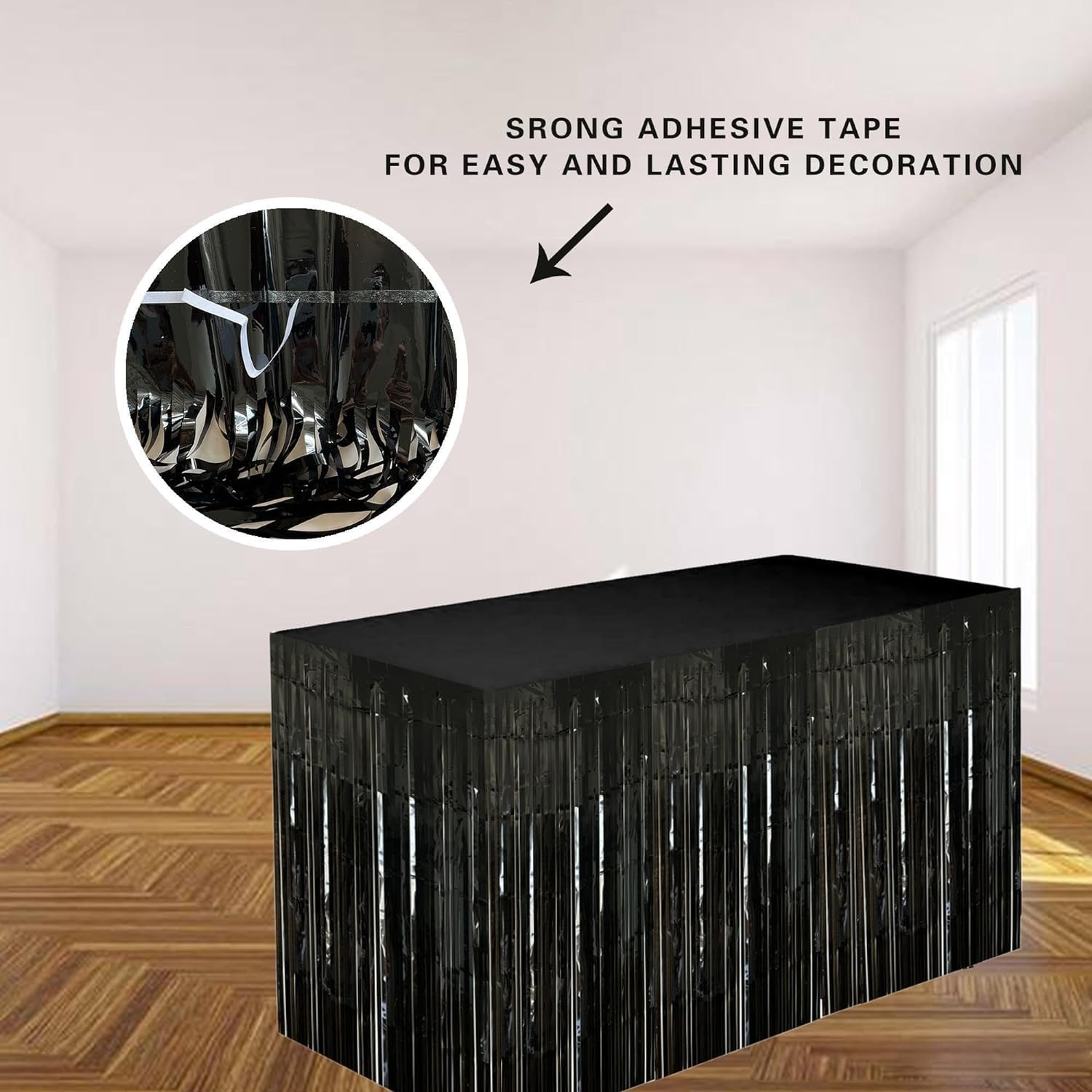 2 Gonne Per Tavolo Con Frange Metalliche - Argento, Decorativo Per Feste, L275cm X H75cm - Foto 10