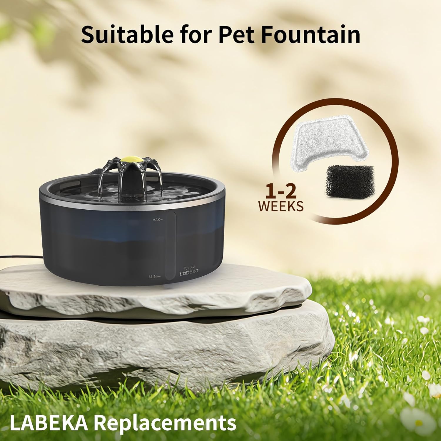 12 Pack-6 Set Cat Water Fountain Filters, Cat Fountain Replacement Filters for 2.5L/84oz Cat Water Fountain, for WF03 Pet Fountain(6 Set) - Image 2