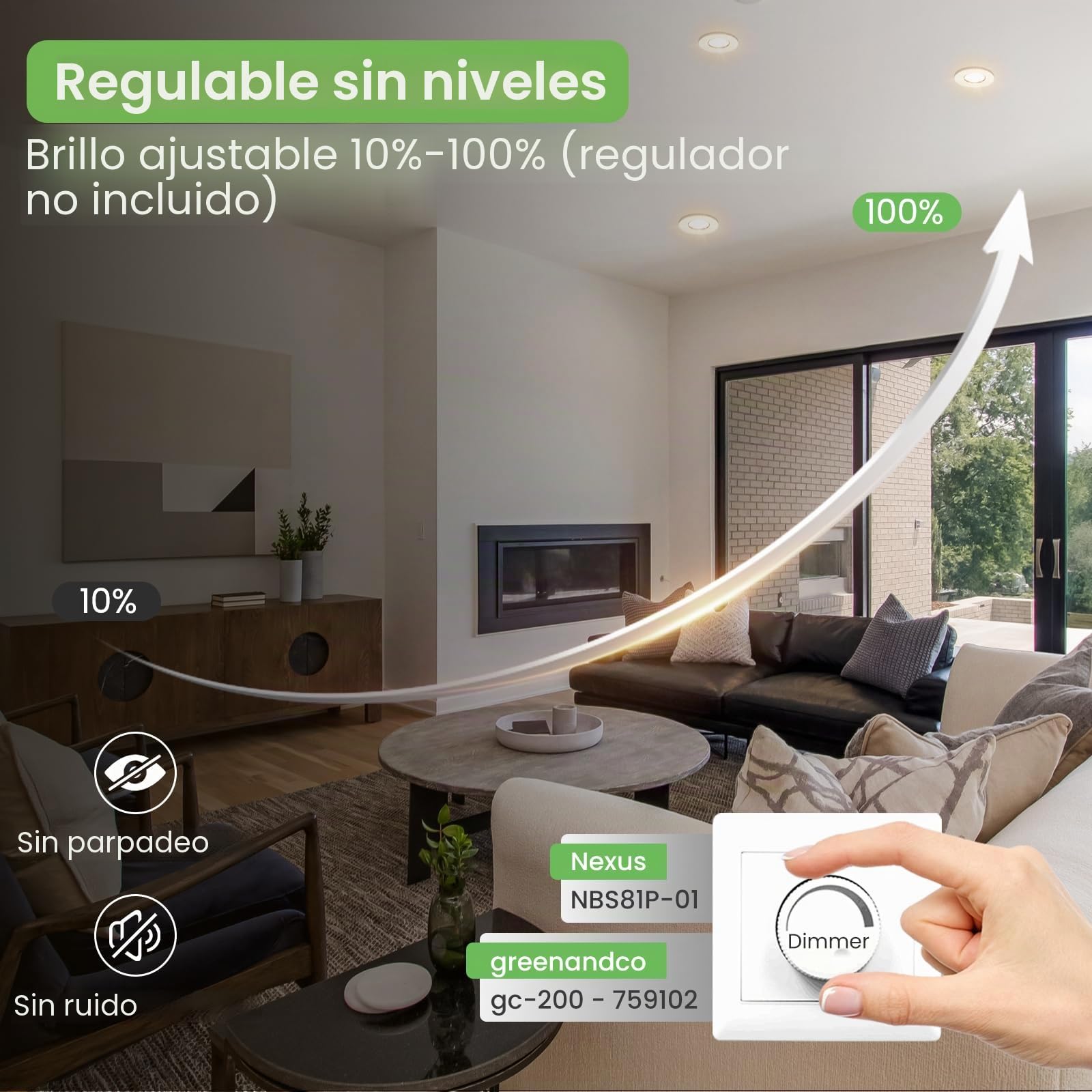 ALUSSO LIGHTING Módulo LED Ultra Plano ø50x25mm para Foco Empotrable, 6W 540lm 230V, Blanco Cálido Blanco Natural Blanco Frío Regulable, Reemplaza Bombillas GU10 MR16, Impermeable IP44, Pack de 6