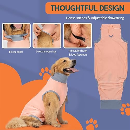 Miniatura 3 de Avont Traje de recuperación de cirugía para perros, mameluco para cachorros hembramacho, camiseta quirúrgica transpirable alternativa de cuello