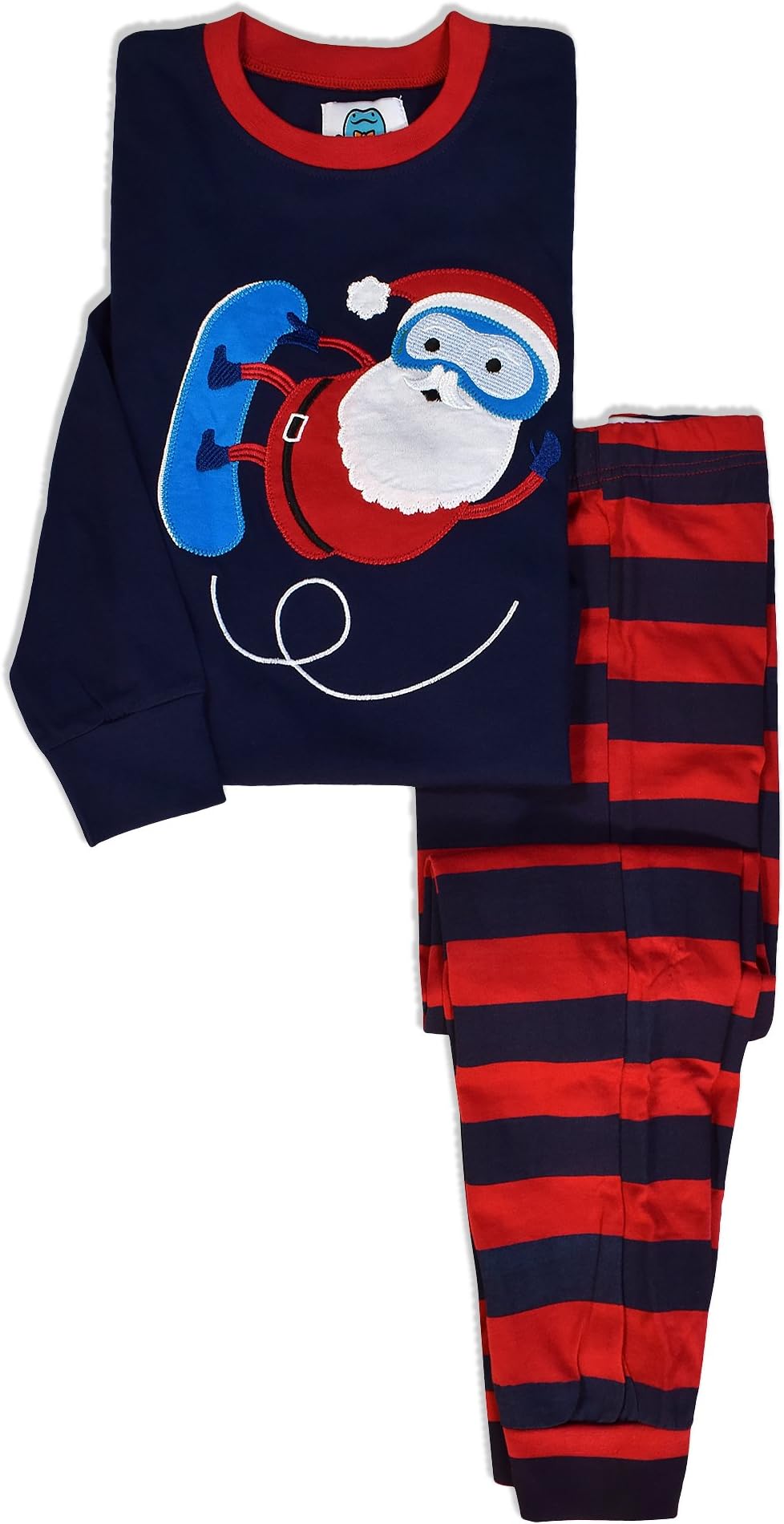 Frog and Bow Boys Christmas PJS - Boys Santa Pyjamas - Childrens PJ Sets - Boys Cotton Pyjamas - Kids Long Sleeve PJS - Christmas Pyjamas for Boys