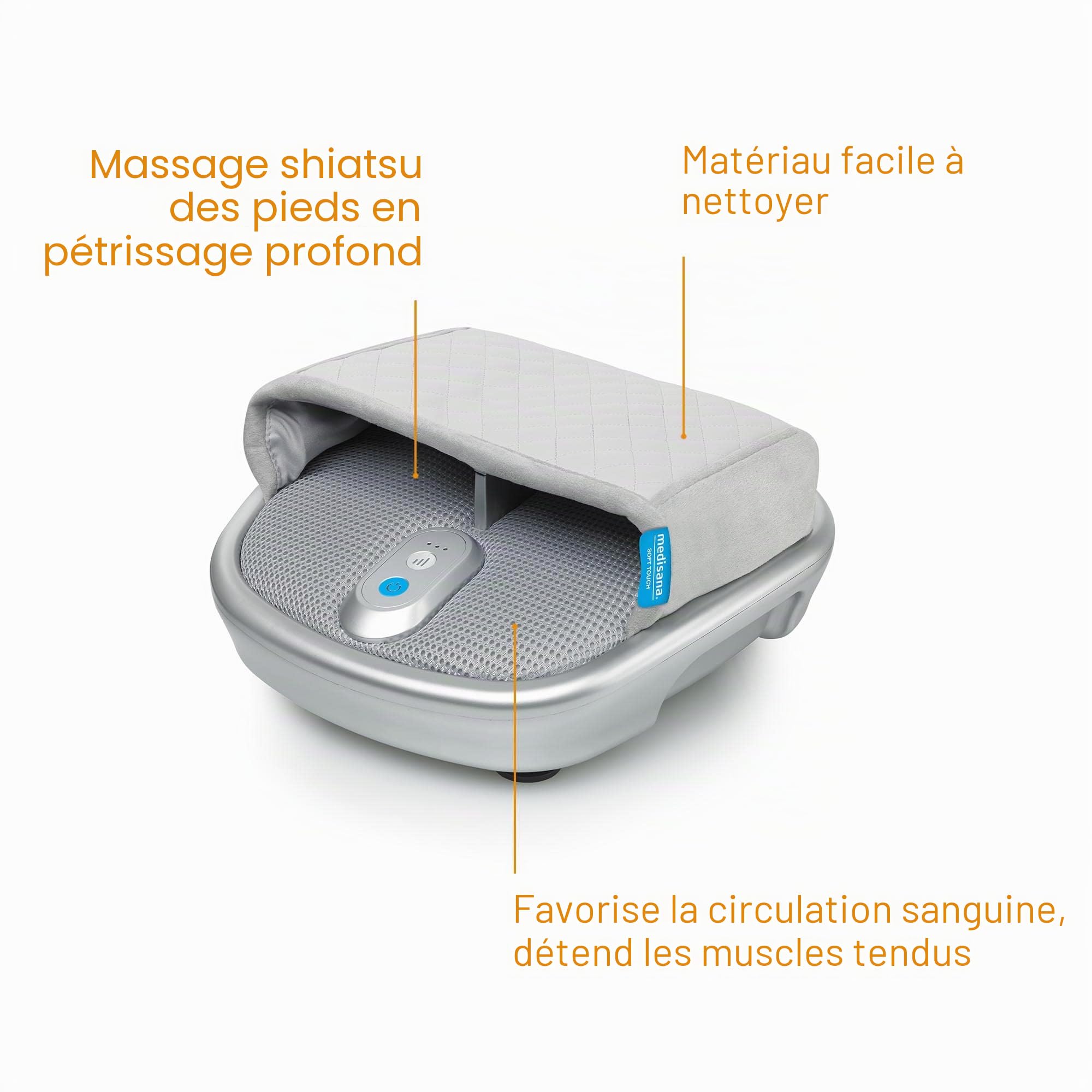 medisana FMG 880 Appareil de massage des pieds, Appareil de massage Shiatsu électrique, 3 niveaux d'intensité, Fonction chaleur, Fonction lumière rouge, Favorise la circulation sanguine