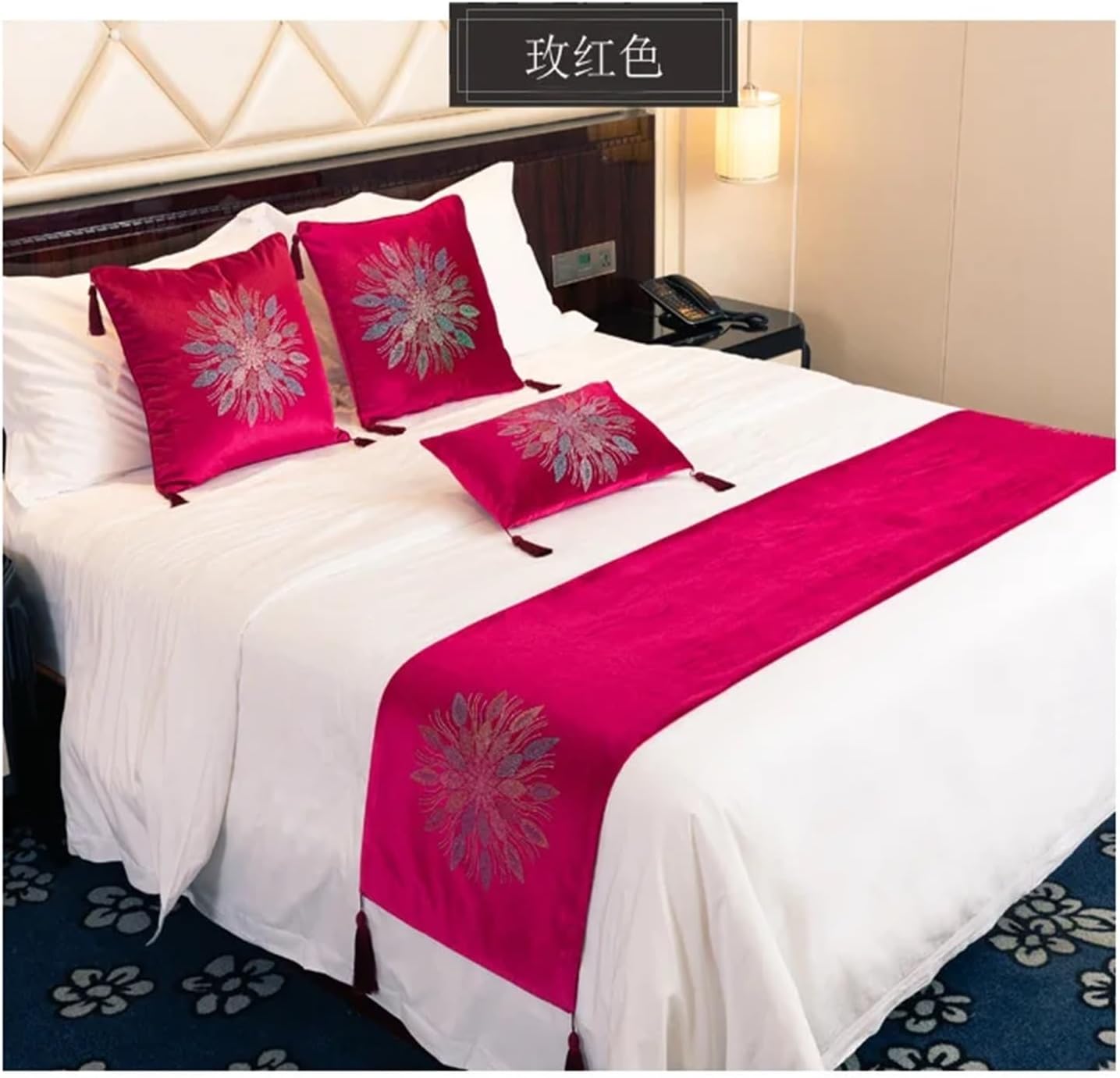 Bed Runners Scarf Protector Slipcover Bed Decorative Hot Drill Bed Flag Scarf for Bedroom Hotel Wedding Room(04,45x45 Pillowcase 1pc)